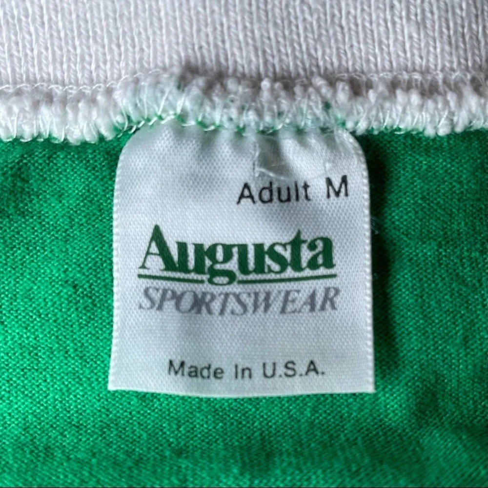 RARE VINTAGE 80S ATARI GRAPHIC POP COLLAR RAGLAN SLEEVE ATARI T-SHIRT GREEN - M - Picture 6 of 7